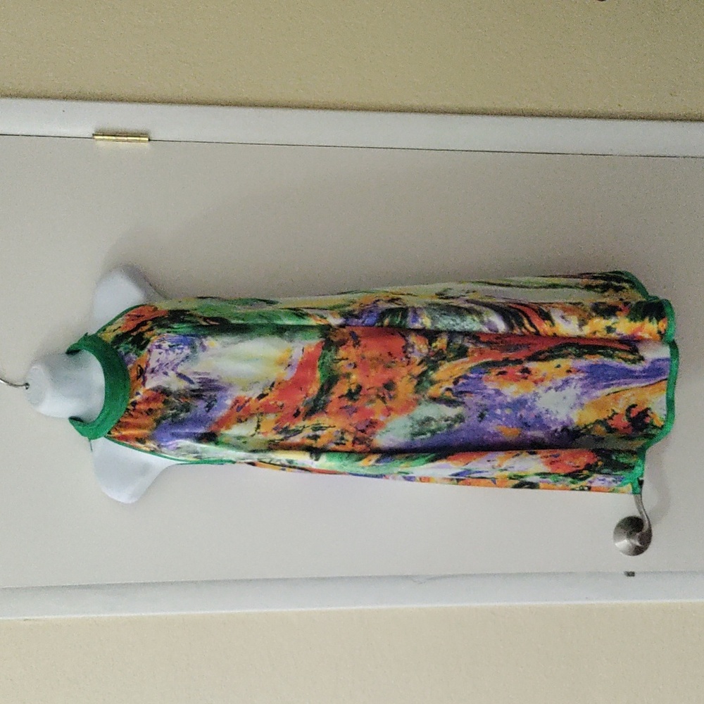 Multi colored floral a-line dress with tie